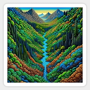 [AI Art] Green Valley, Optical Art Style Magnet